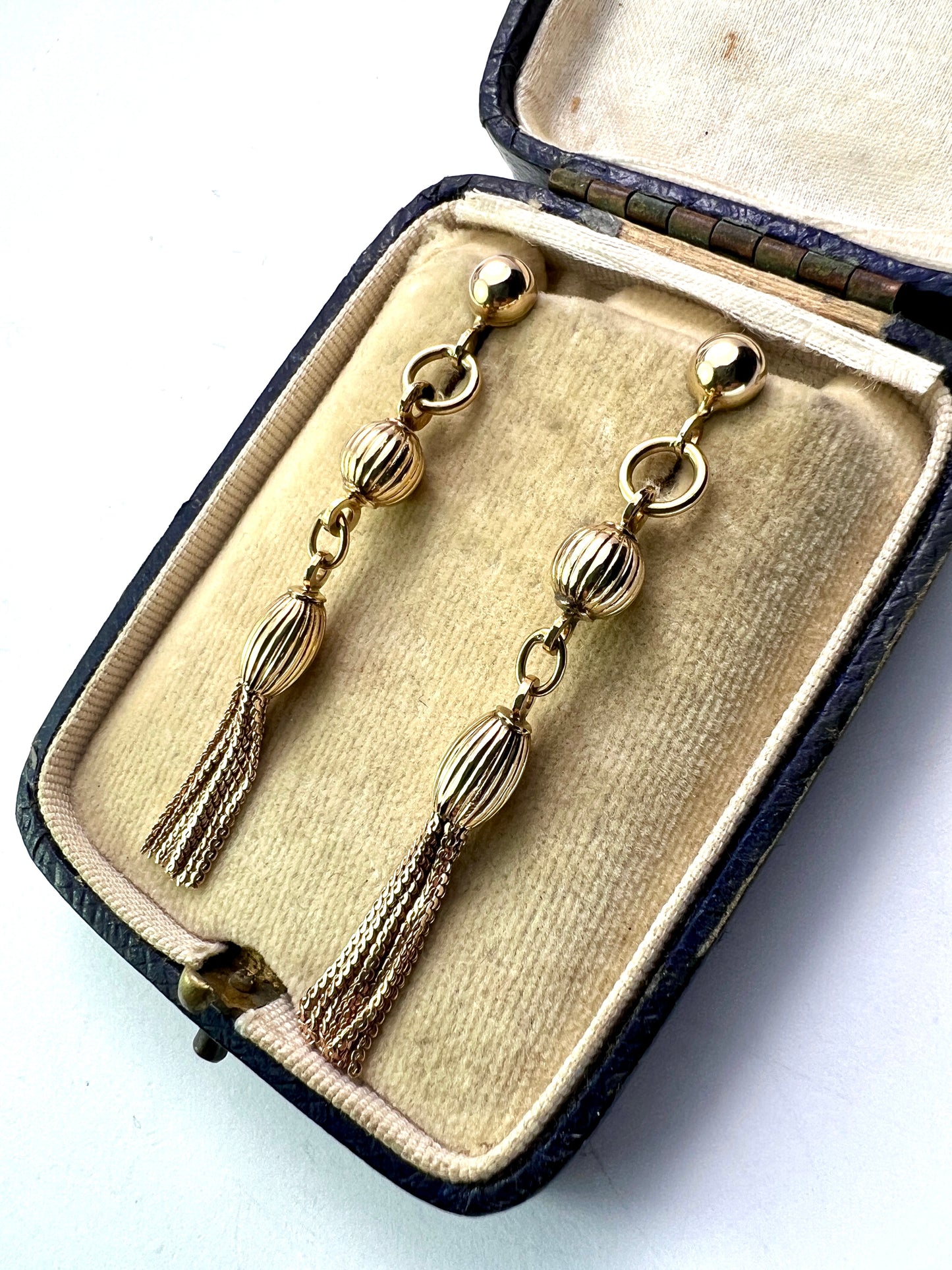 Long Vintage 9CT Gold Chain Tassel Earrings