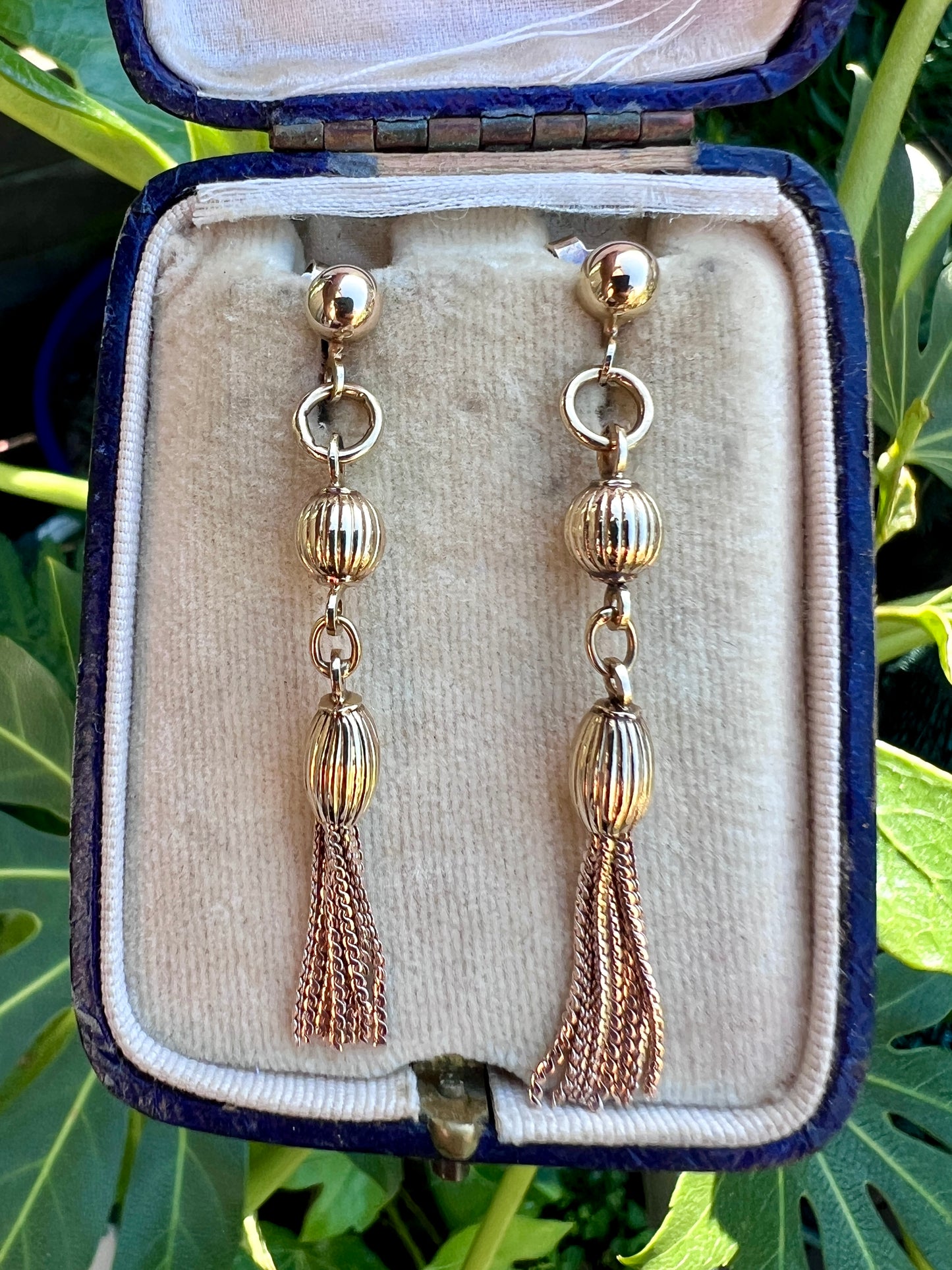 Long Vintage 9CT Gold Chain Tassel Earrings