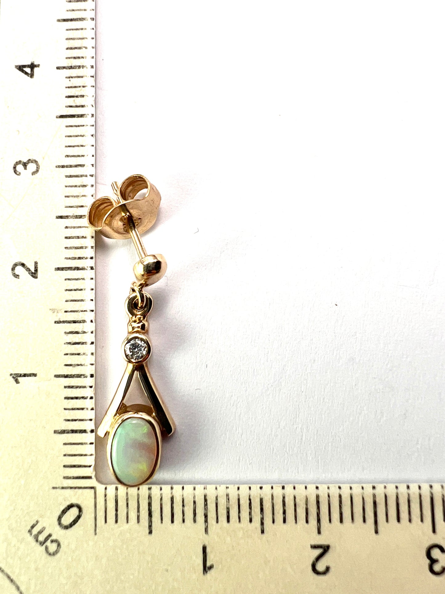 Vintage Diamond and Opal Gold Teardrop Earrings