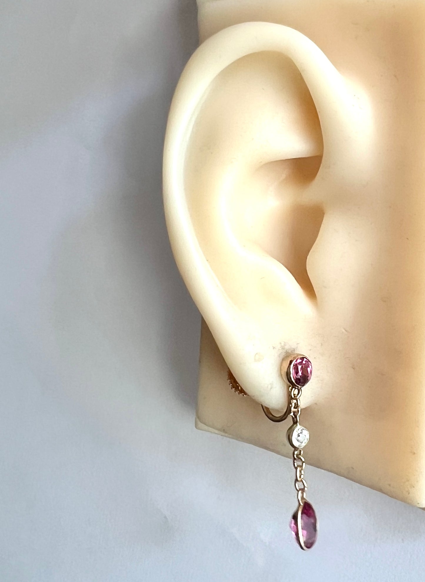 Edwardian Tourmaline and Rock Crystal Gold Screwback Earrings