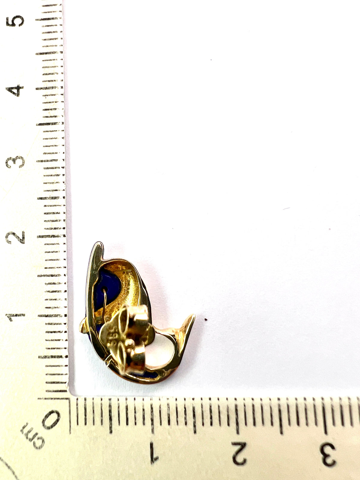 Vintage Lapis Lazuli 14CT Gold Dolphin Stud Earrings