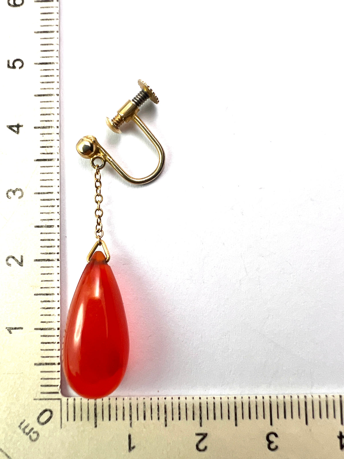 Edwardian Red Agate Chain Drop Earrings in 9CT Gold
