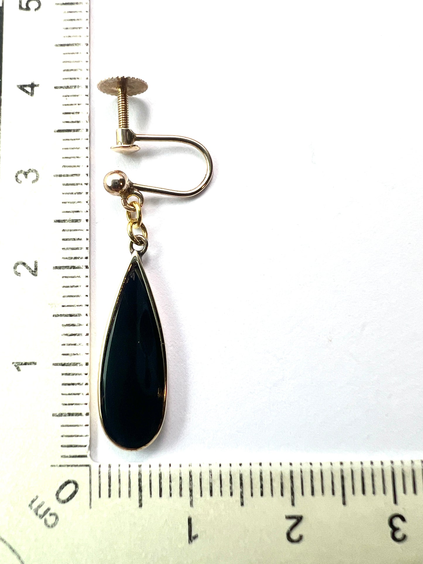 Vintage Onyx Teardrop Earrings in 9CT Gold