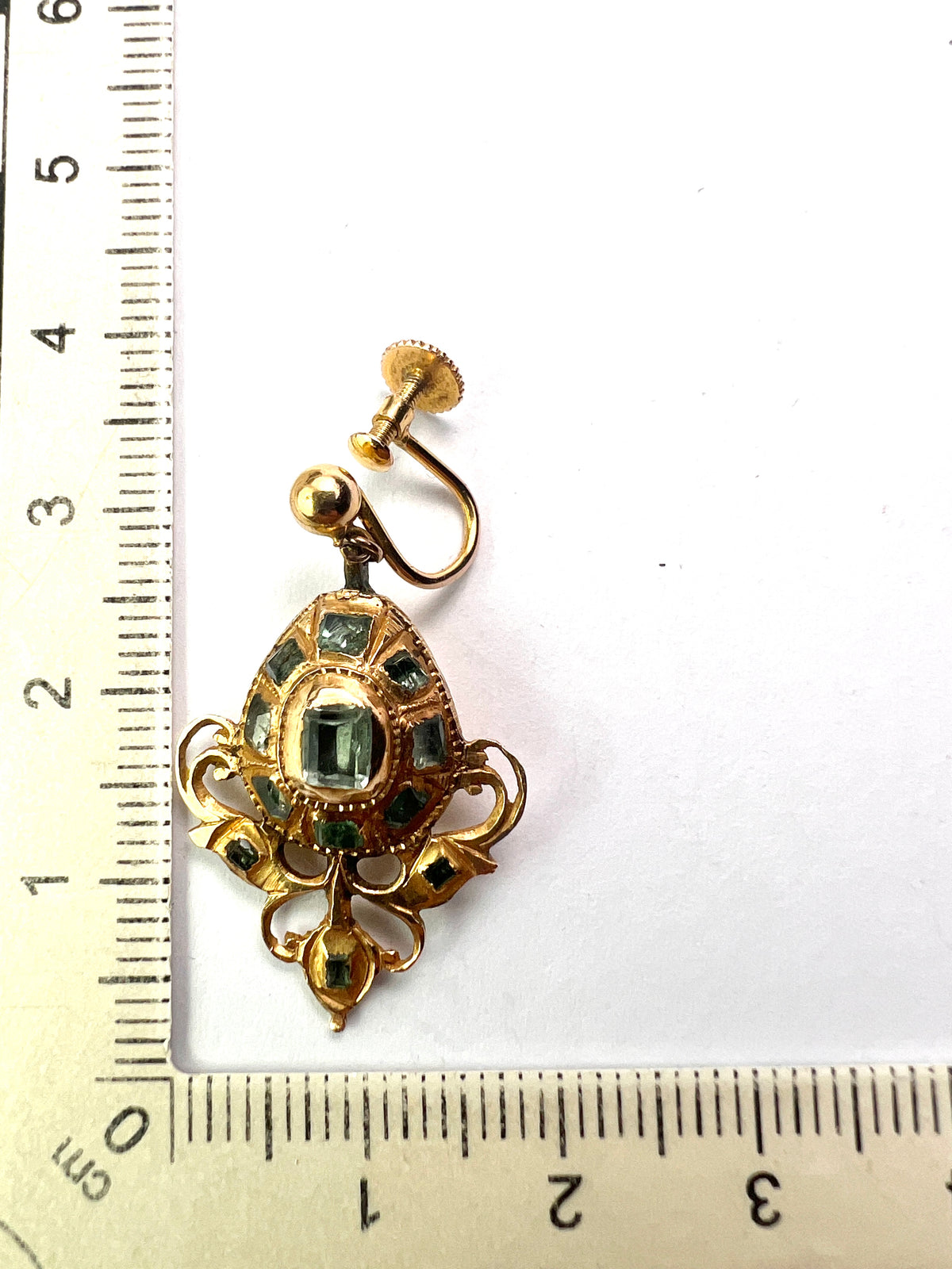 Ornate Georgian Emerald Gold Earrings