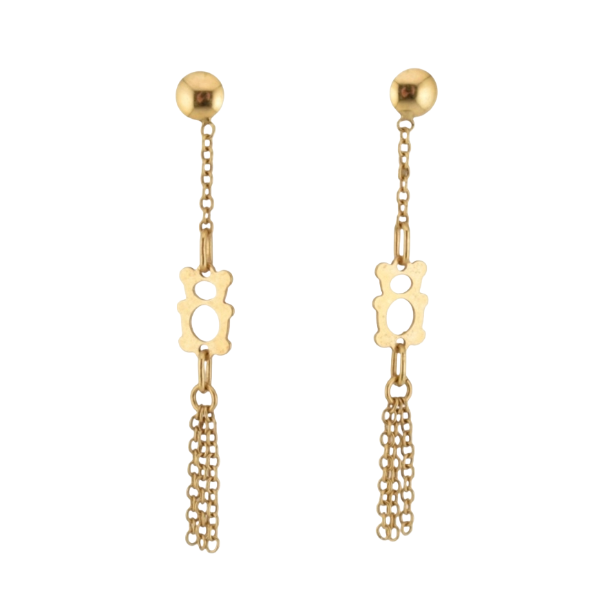 Long Vintage Solid 18CT Gold Teddy Chain Earrings