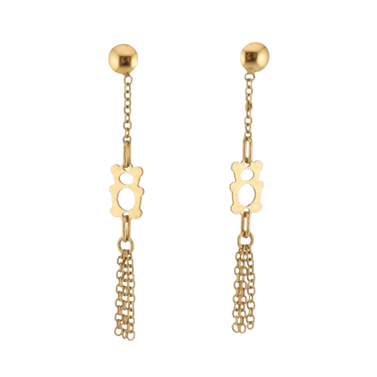 Long Vintage Solid 18CT Gold Teddy Chain Earrings