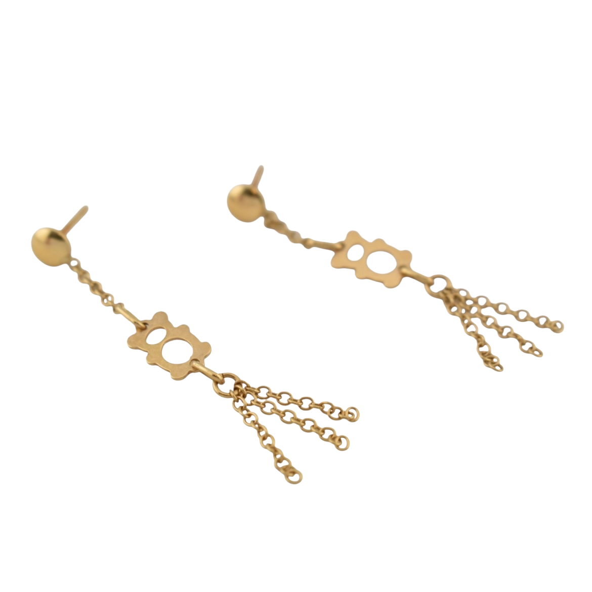 Long Vintage Solid 18CT Gold Teddy Chain Earrings