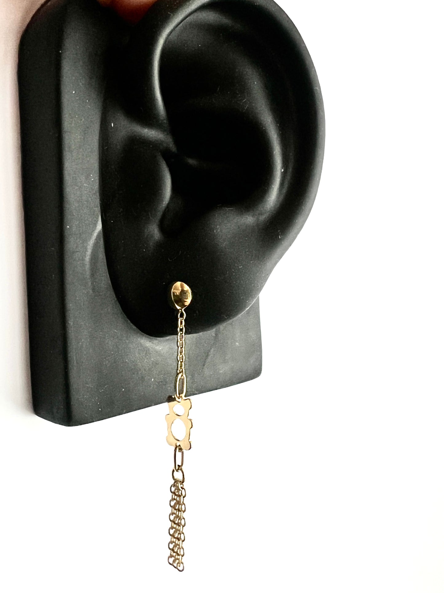 Long Vintage Solid 18CT Gold Teddy Chain Earrings