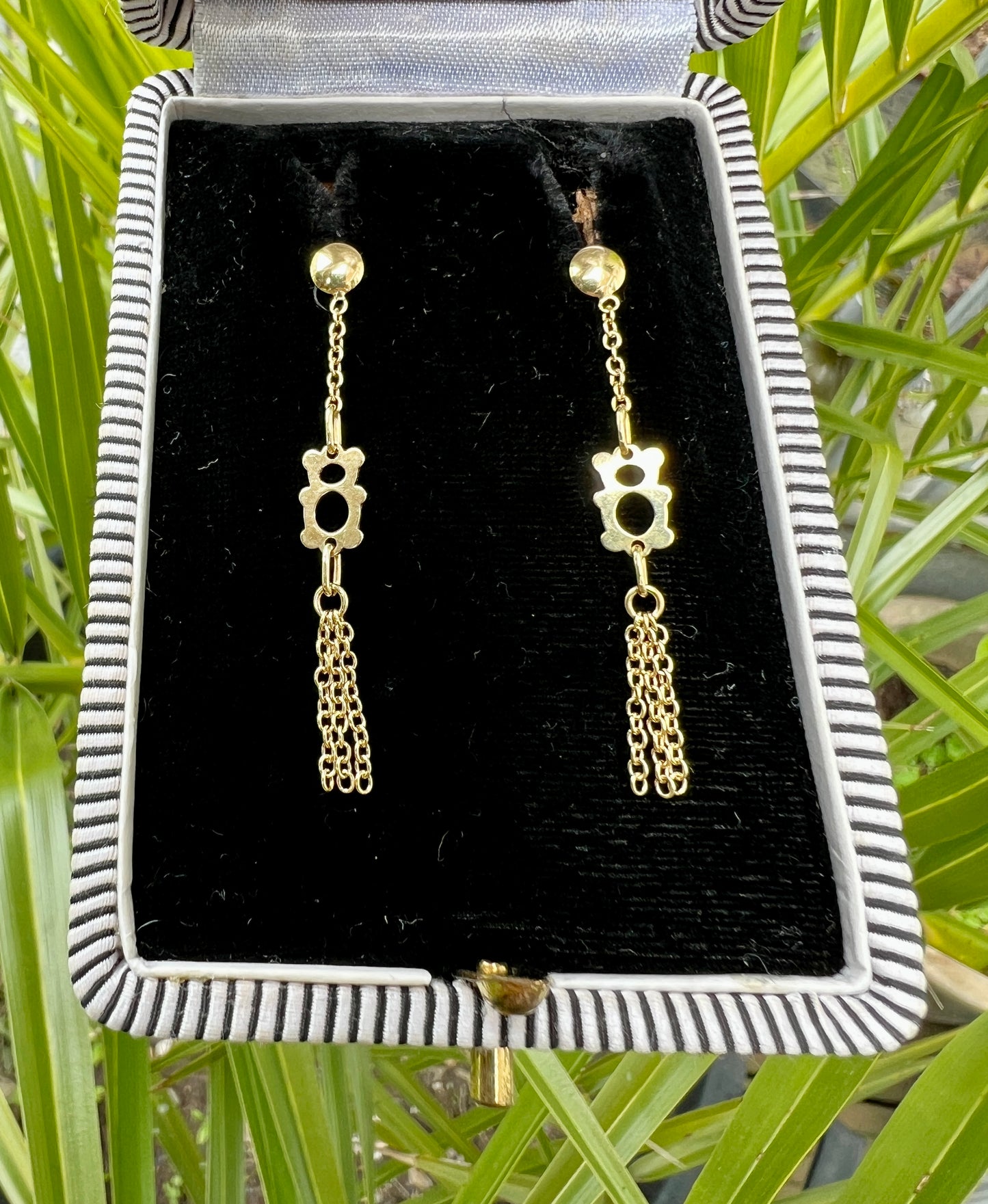 Long Vintage Solid 18CT Gold Teddy Chain Earrings