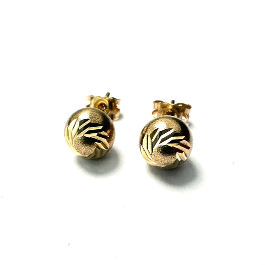 Vintage Diamond-cut Gold Ball Stud Earrings in 9CT Gold