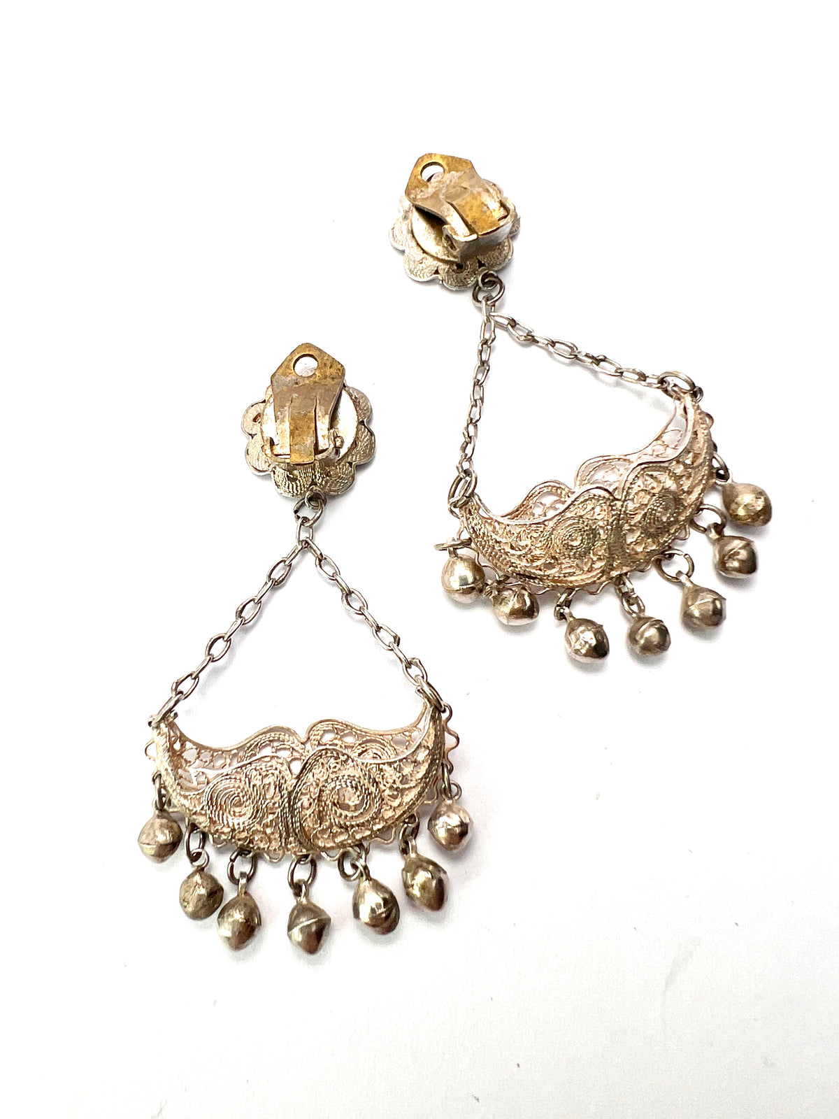 Vintage Silver Filigree Chandelier Earrings