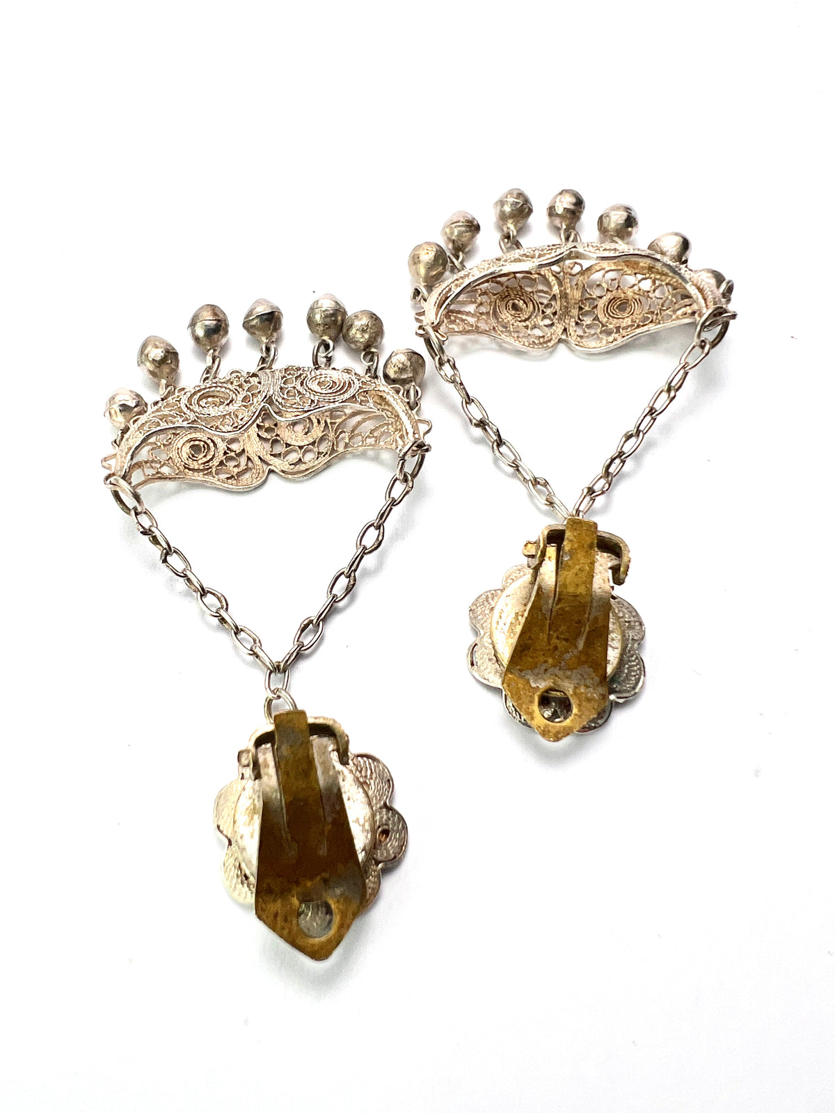 Vintage Silver Filigree Chandelier Earrings