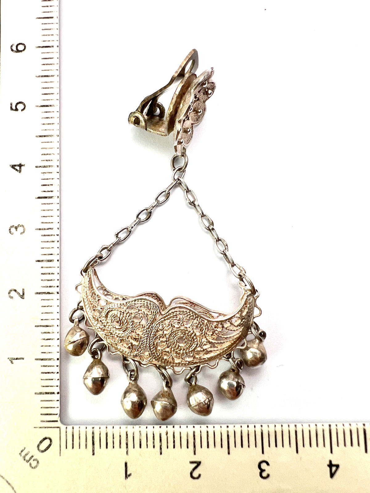 Vintage Silver Filigree Chandelier Earrings