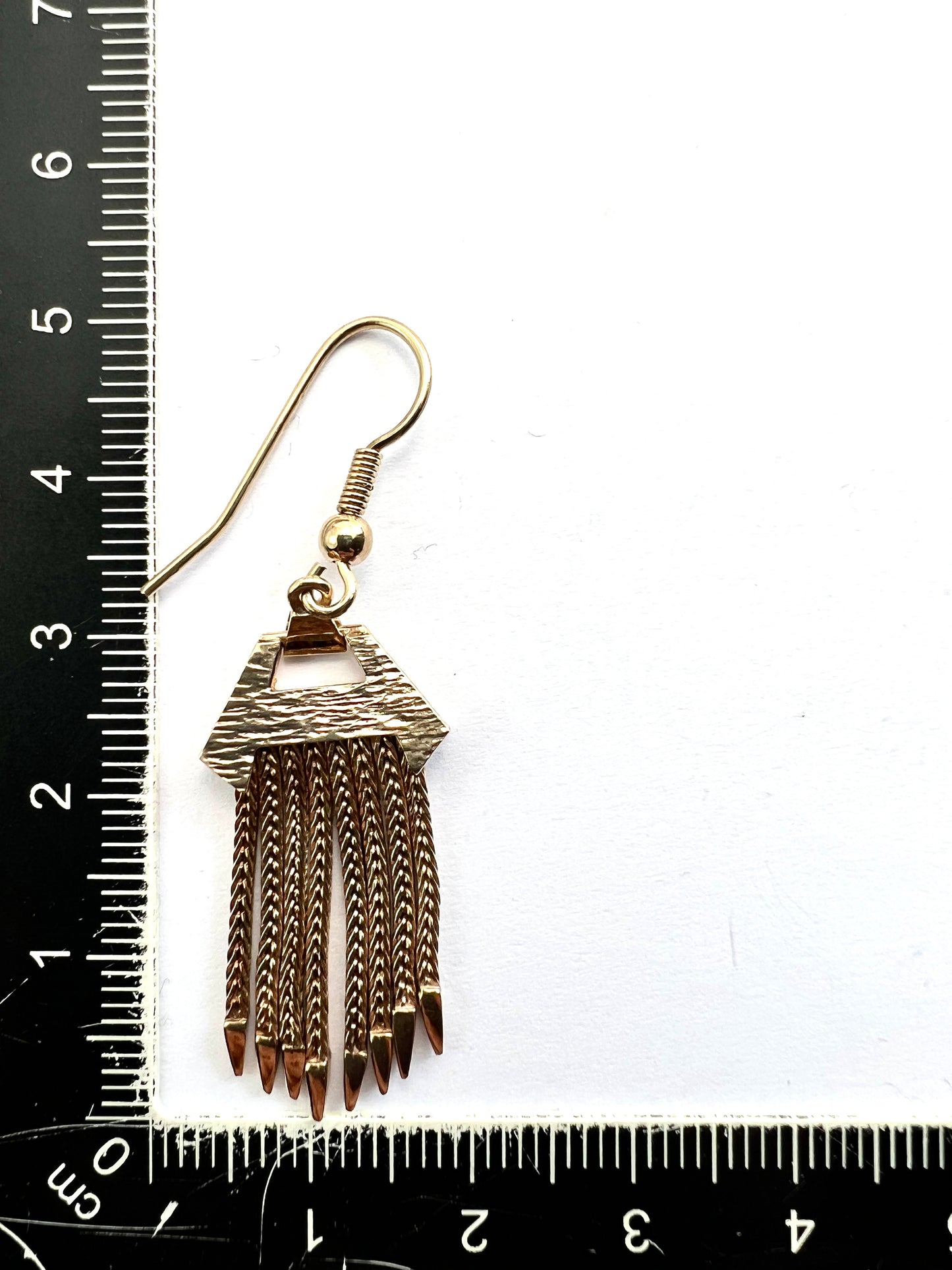 Large Vintage 9CT Gold Foxtail Chain Tassel Earrings