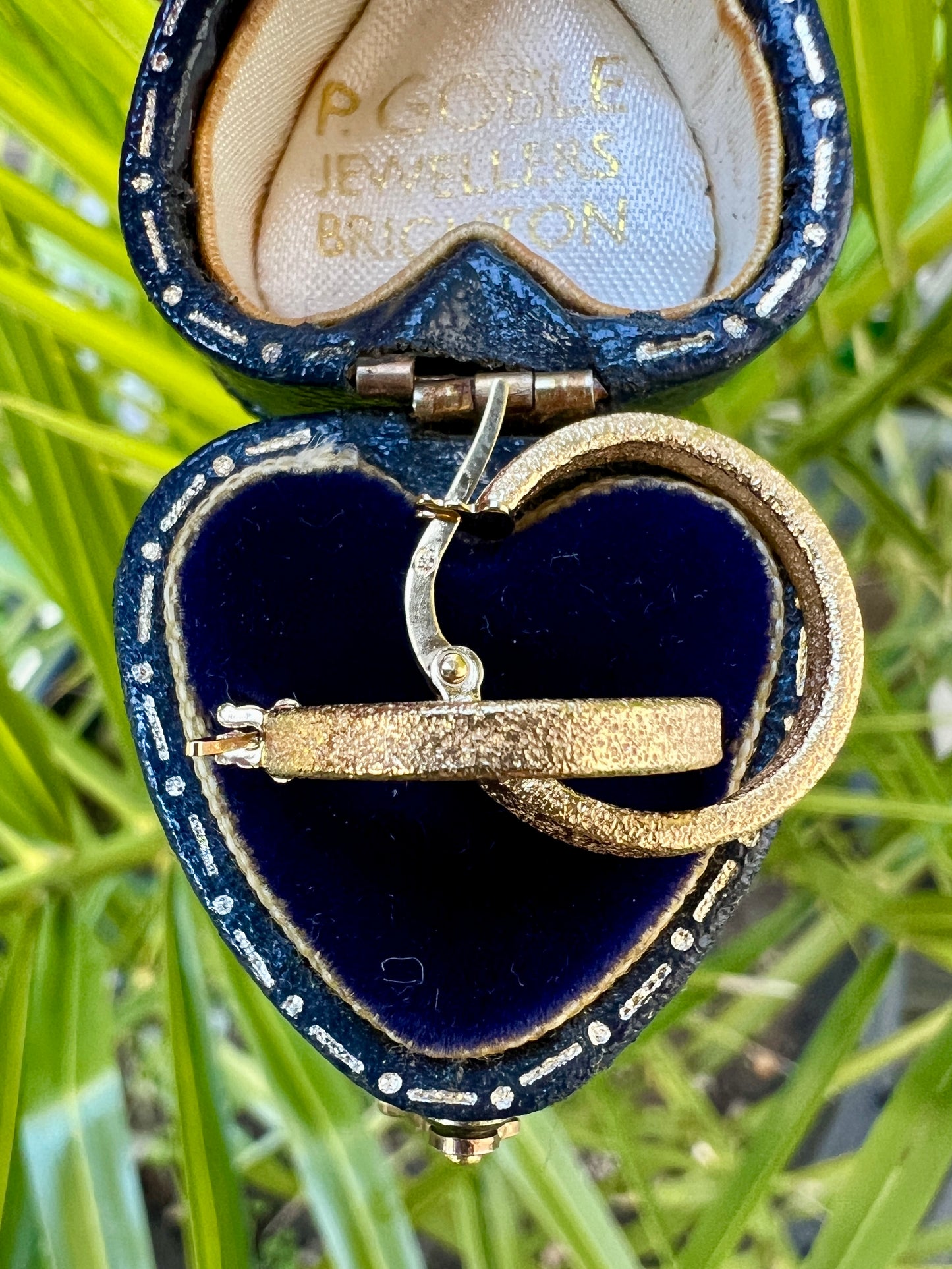 Vintage 9CT Gold Matte Textured Latch Hoop Earrings