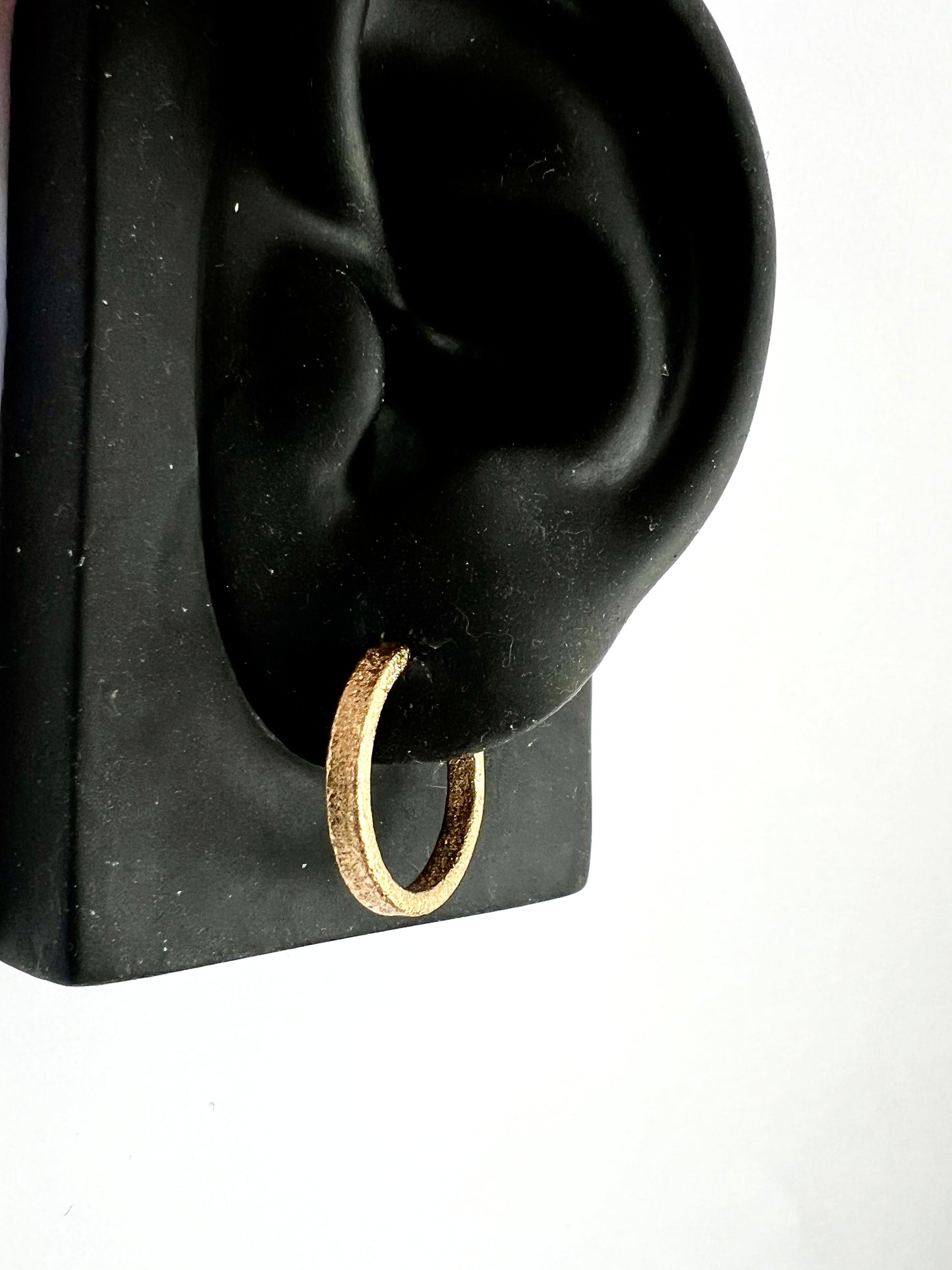 Vintage 9CT Gold Matte Textured Latch Hoop Earrings