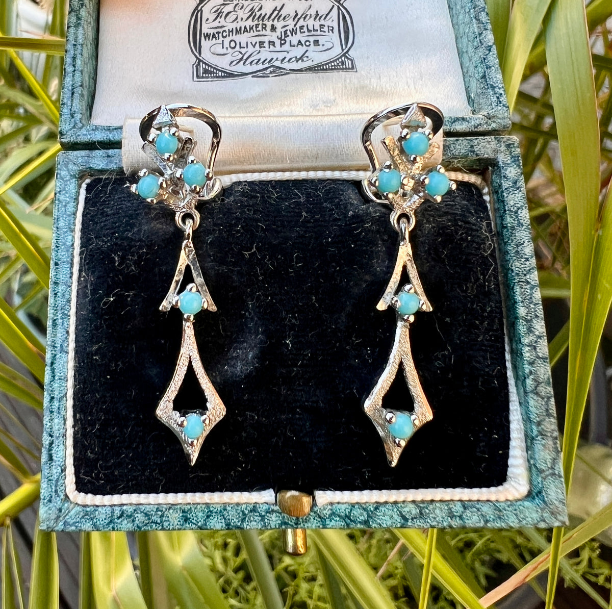 Vintage Turquoise and Silver Dangling Earrings