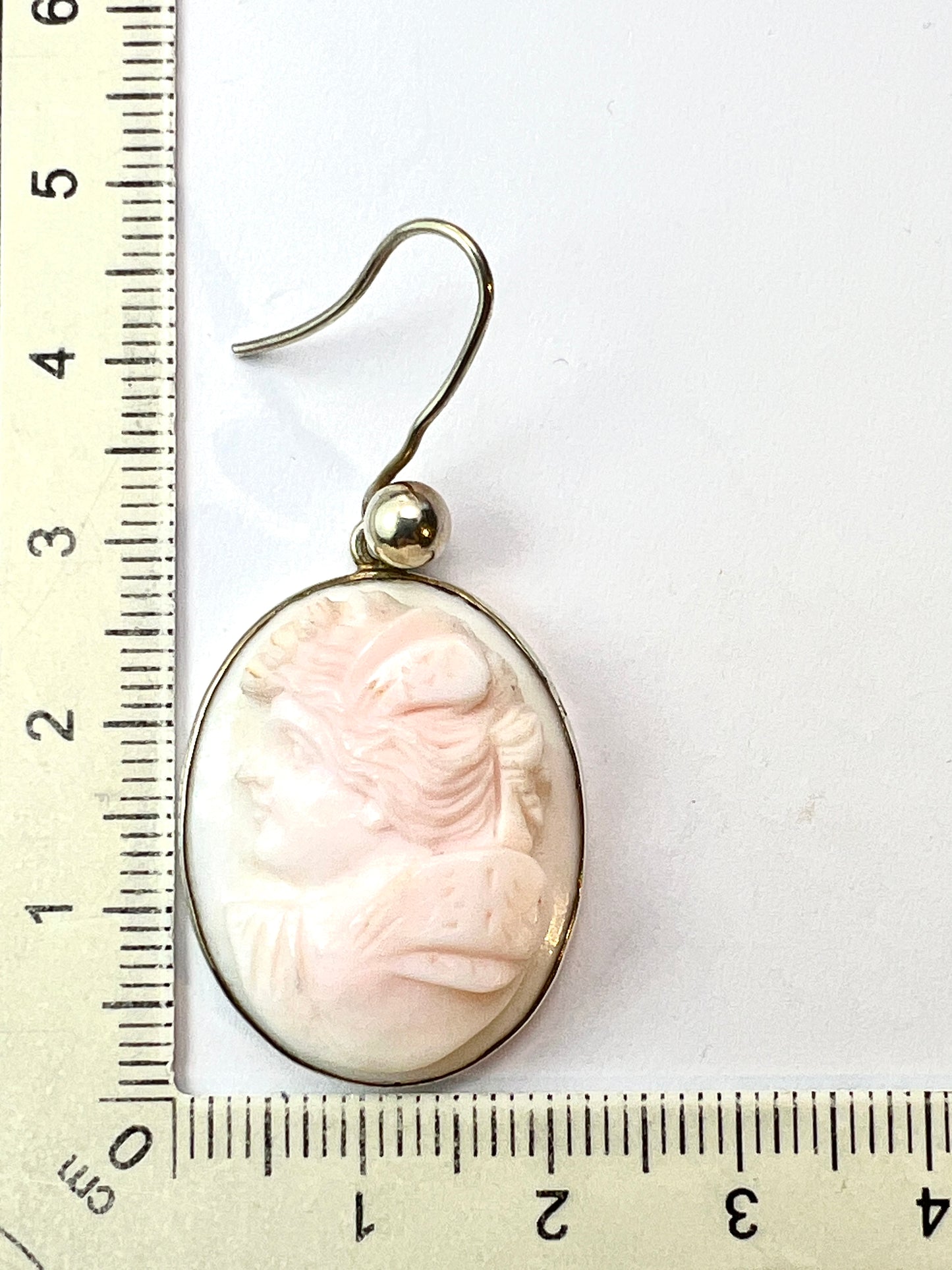 Large Vintage Queen Conch Classical Cameo Silver Earrings