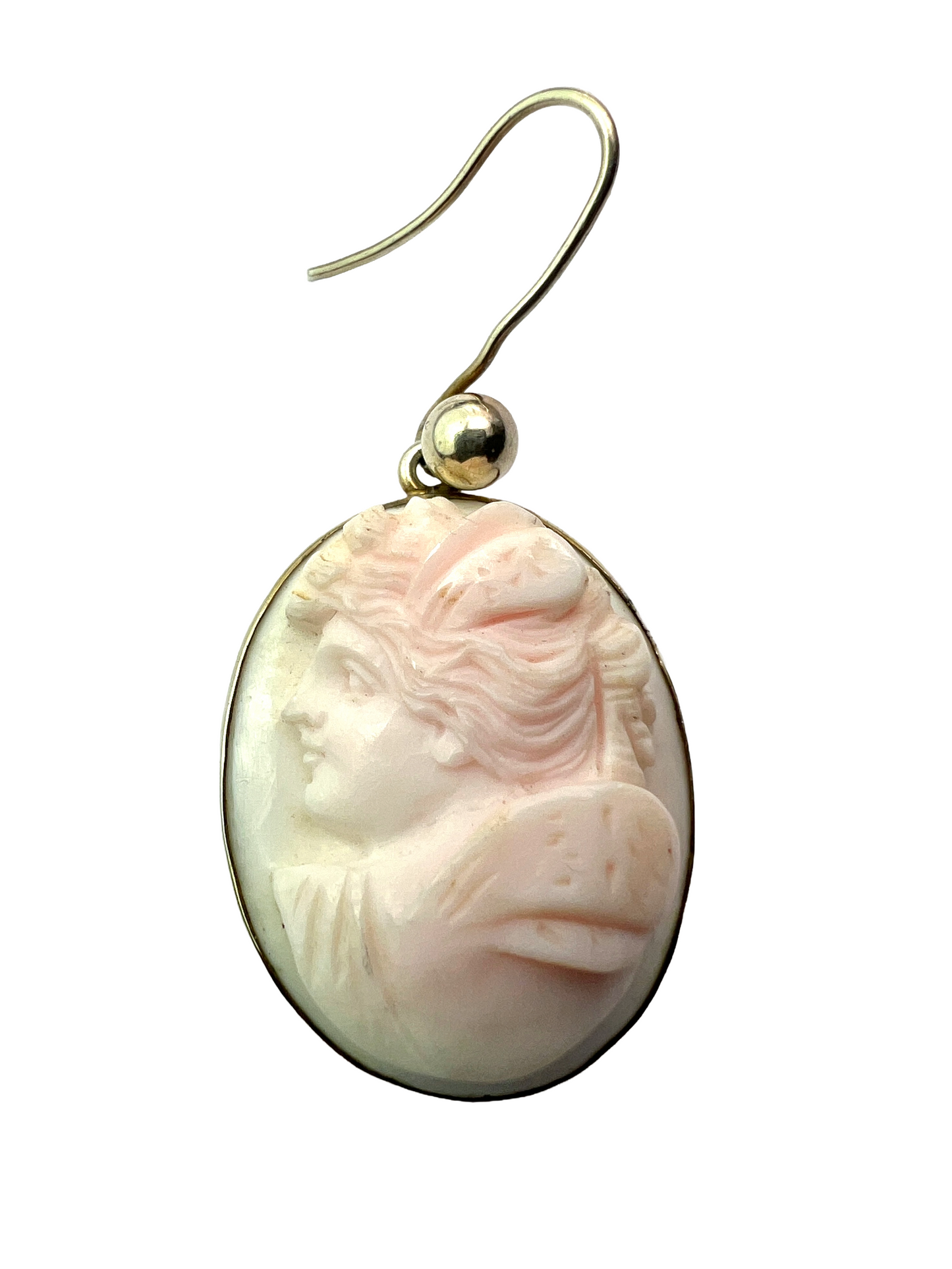 Large Vintage Queen Conch Classical Cameo Silver Earrings