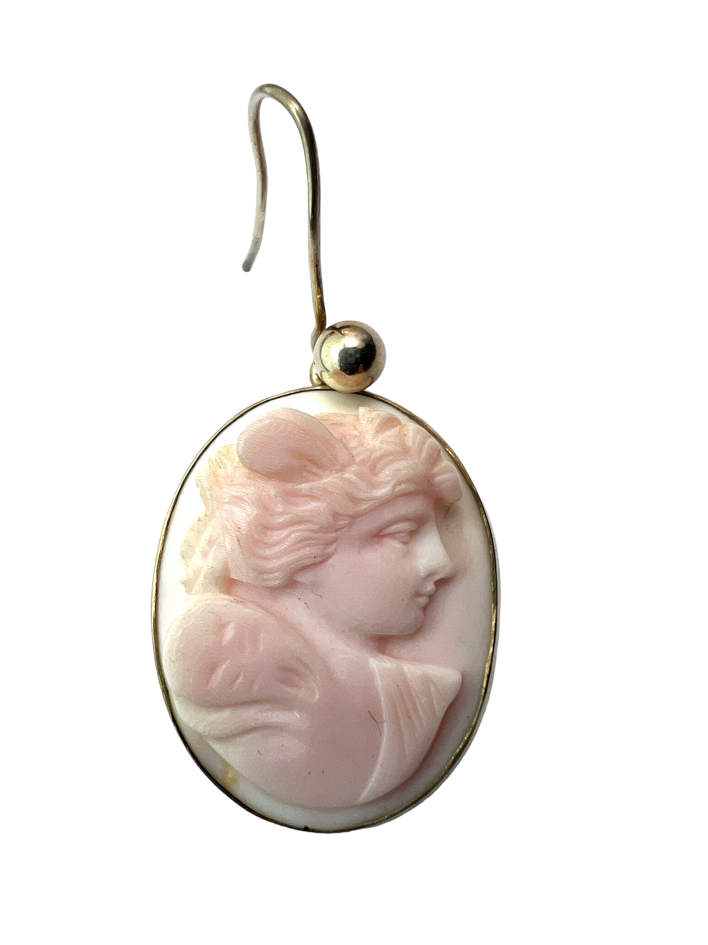 Large Vintage Queen Conch Classical Cameo Silver Earrings