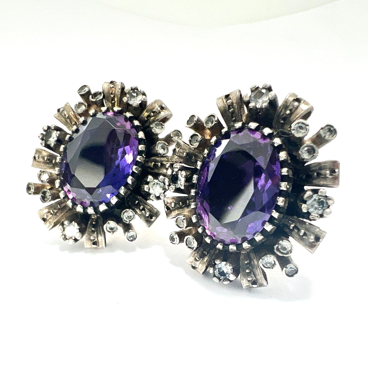 Antique 18CT Gold & Silver Corundum Ring and Earrings Set