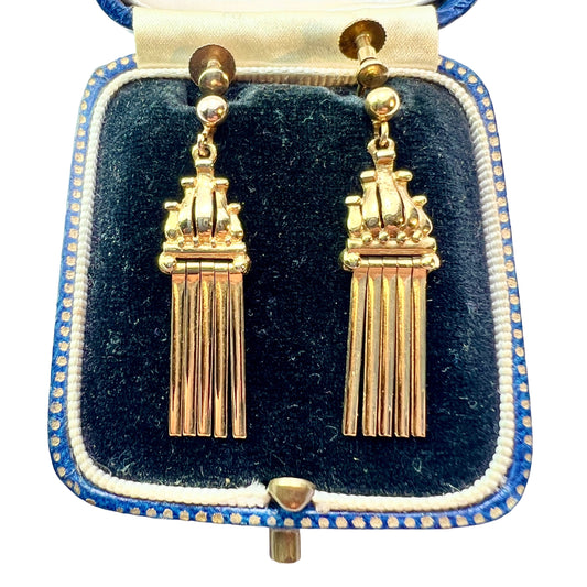 Vintage 9CT Gold Tassel Fringe Earrings