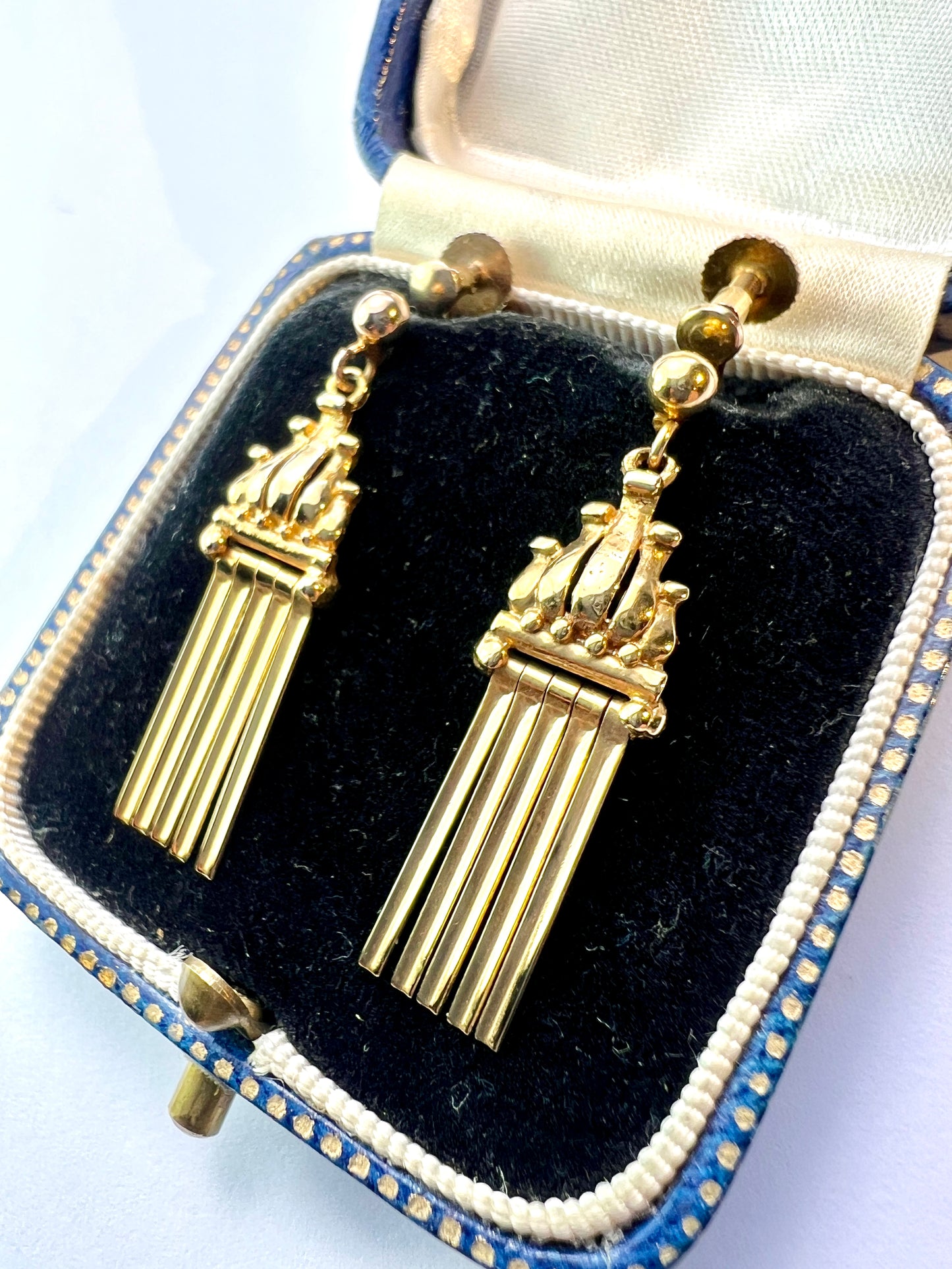 Vintage 9CT Gold Tassel Fringe Earrings