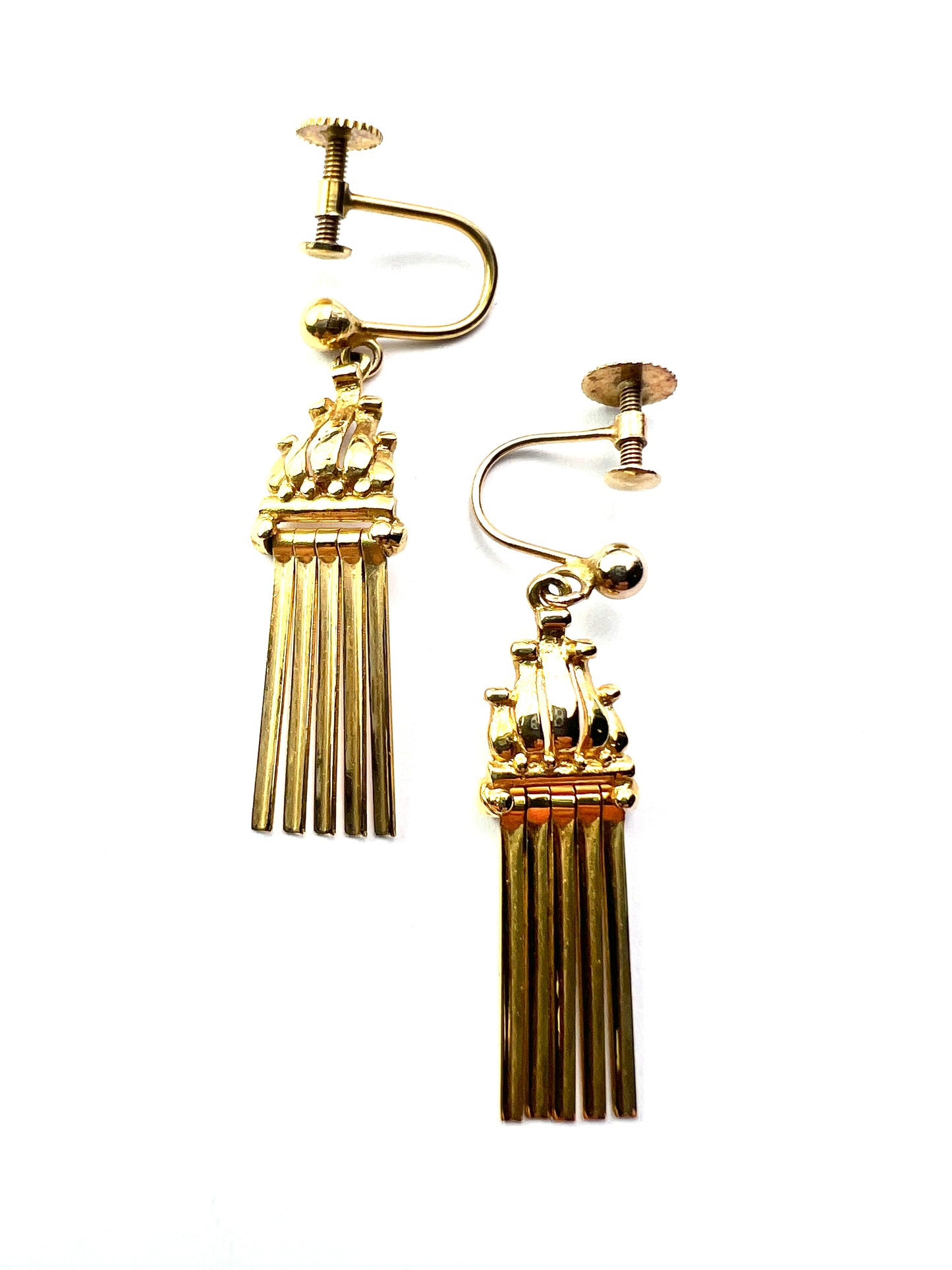Vintage 9CT Gold Tassel Fringe Earrings