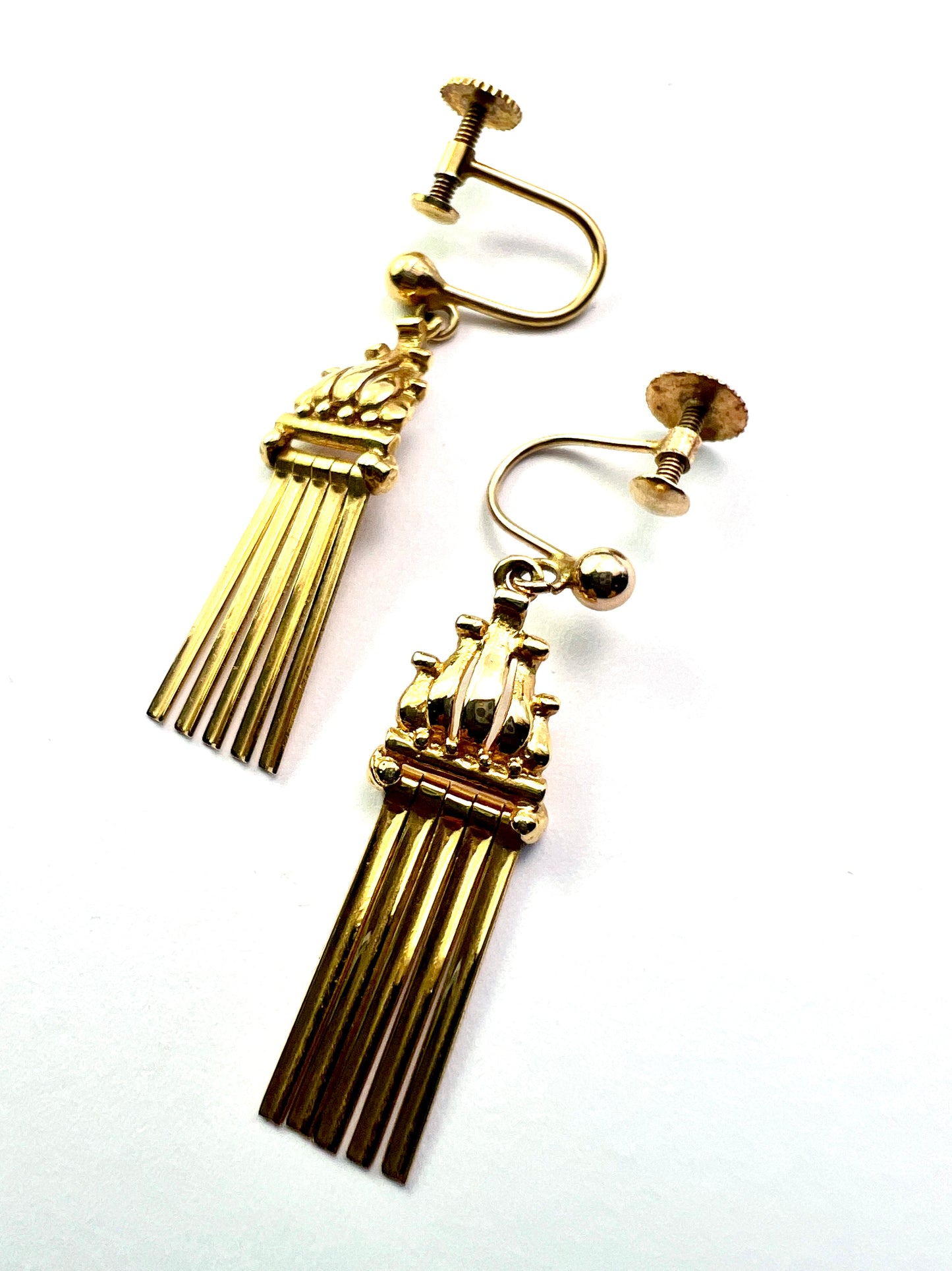 Vintage 9CT Gold Tassel Fringe Earrings