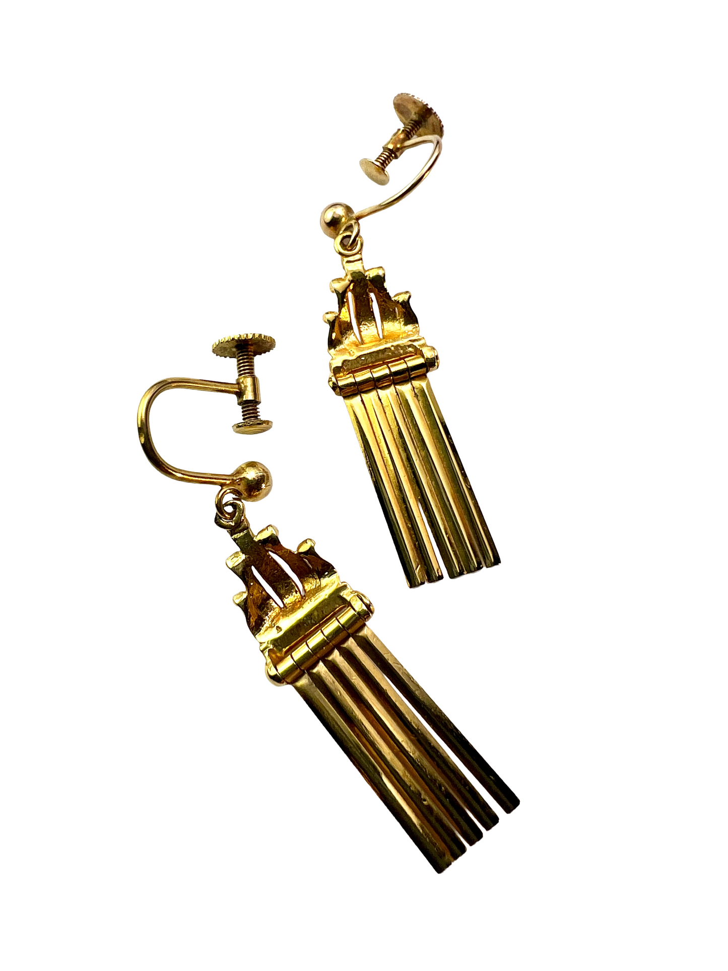 Vintage 9CT Gold Tassel Fringe Earrings