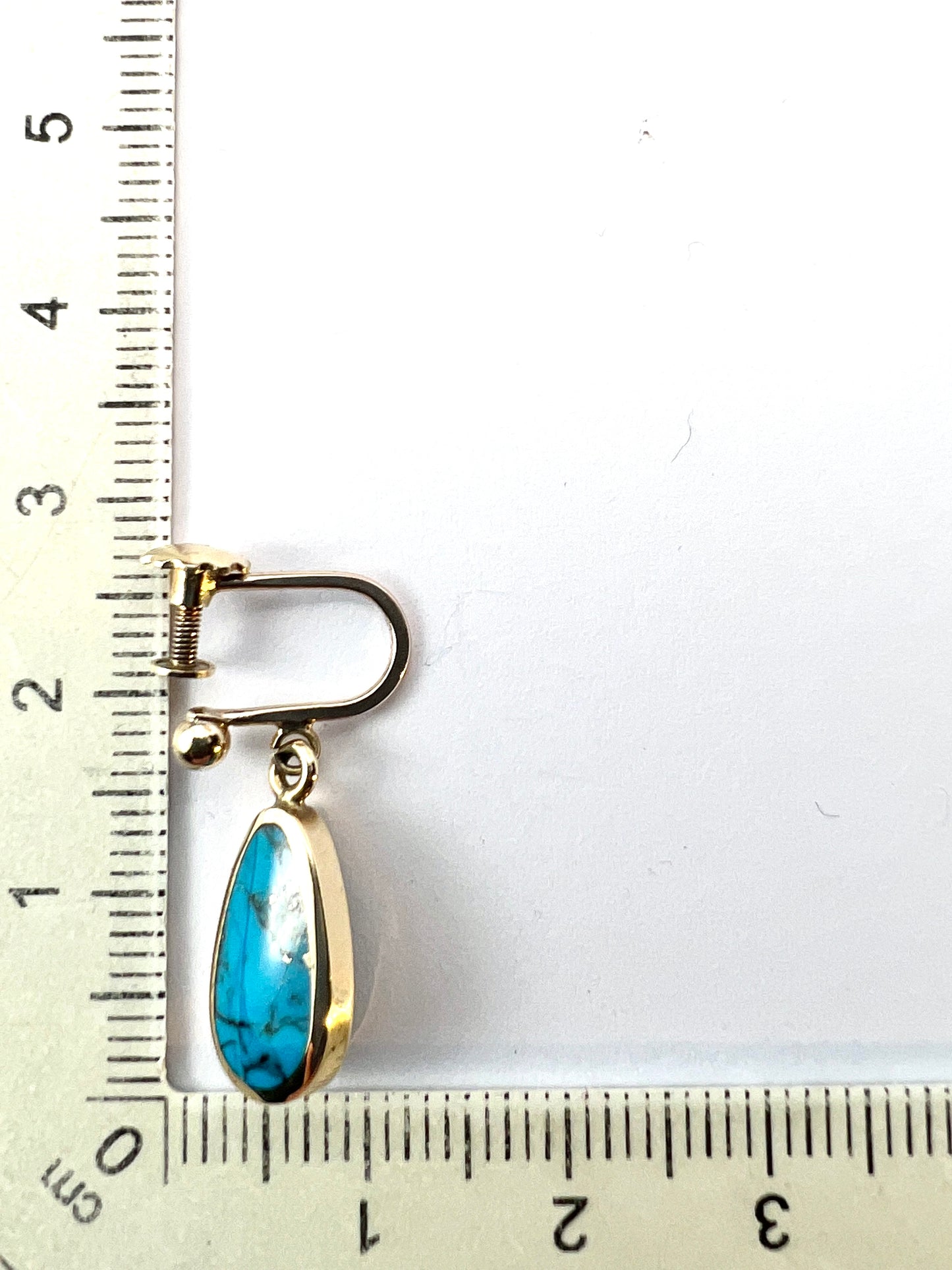Vintage 9CT Gold Turquoise Matrix Earrings
