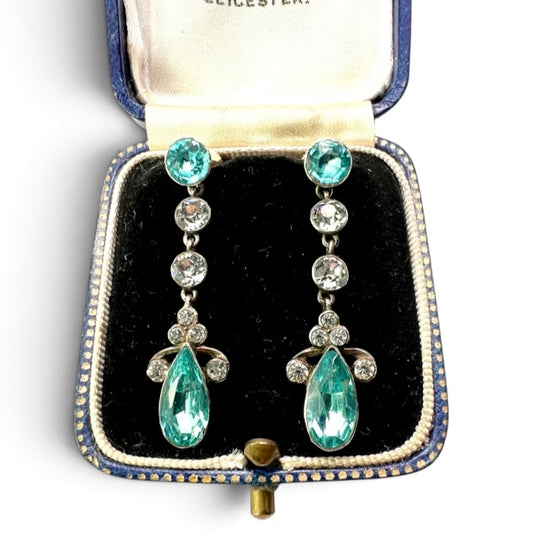 Victorian Gold and Silver Sparkling Paste Earrings