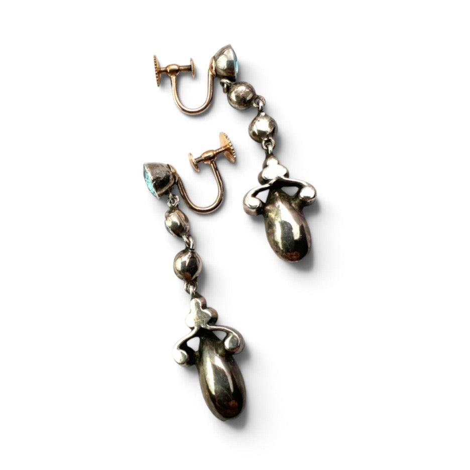 Victorian Gold and Silver Sparkling Paste Earrings