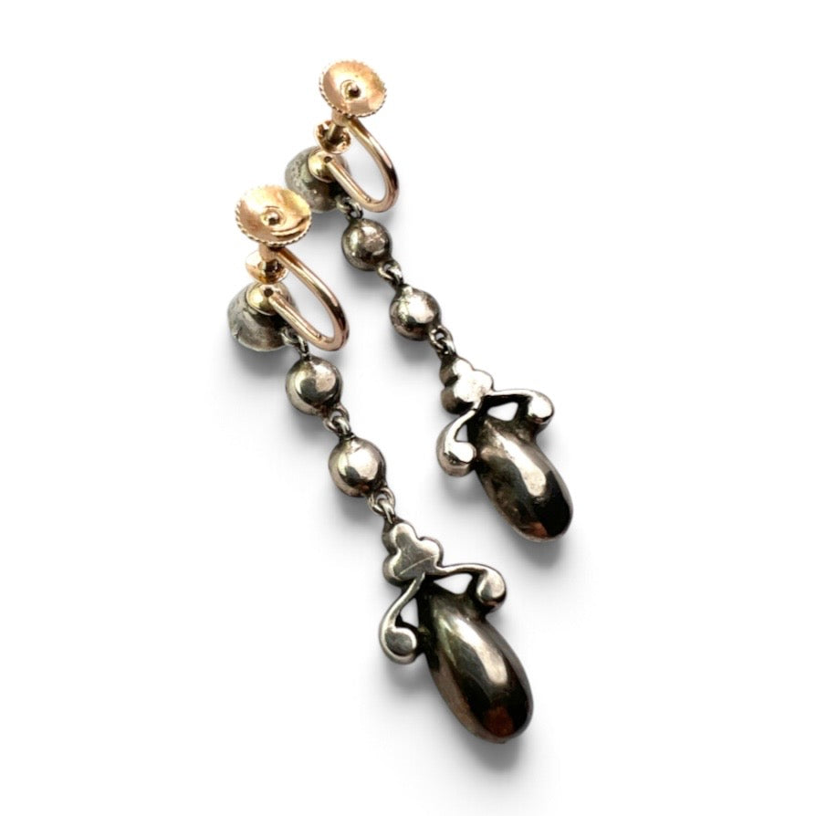 Victorian Gold and Silver Sparkling Paste Earrings