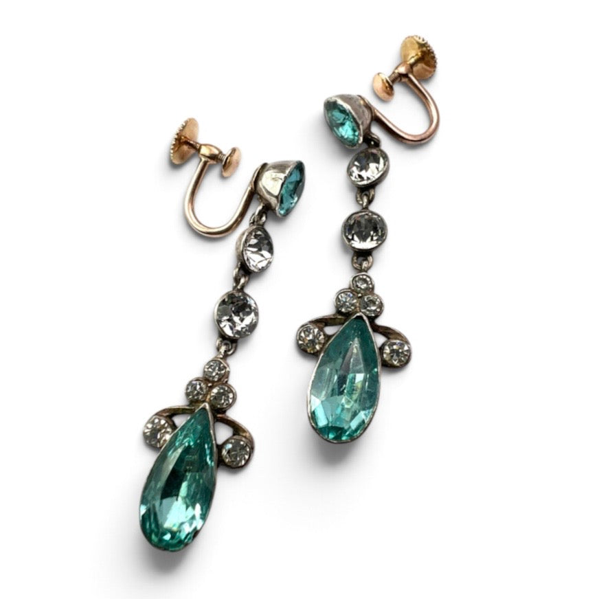 Victorian Gold and Silver Sparkling Paste Earrings