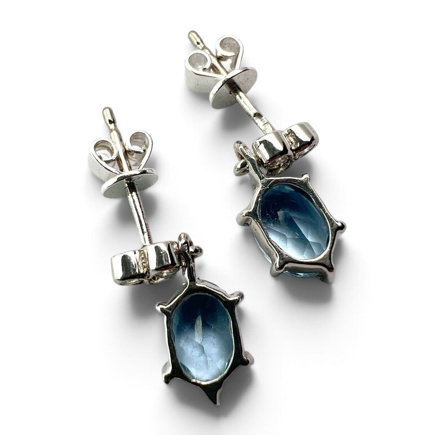 Vintage Aquamarine and Diamond Trefoil Earrings