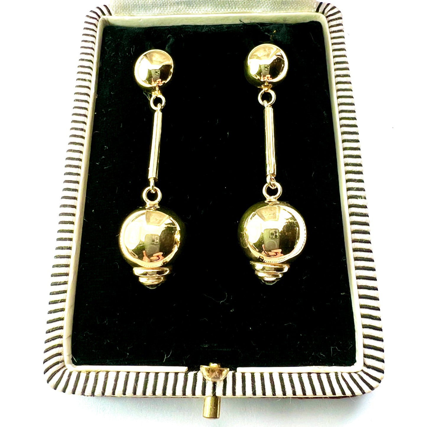 Vintage 9CT Gold Gem Set Drop Earrings