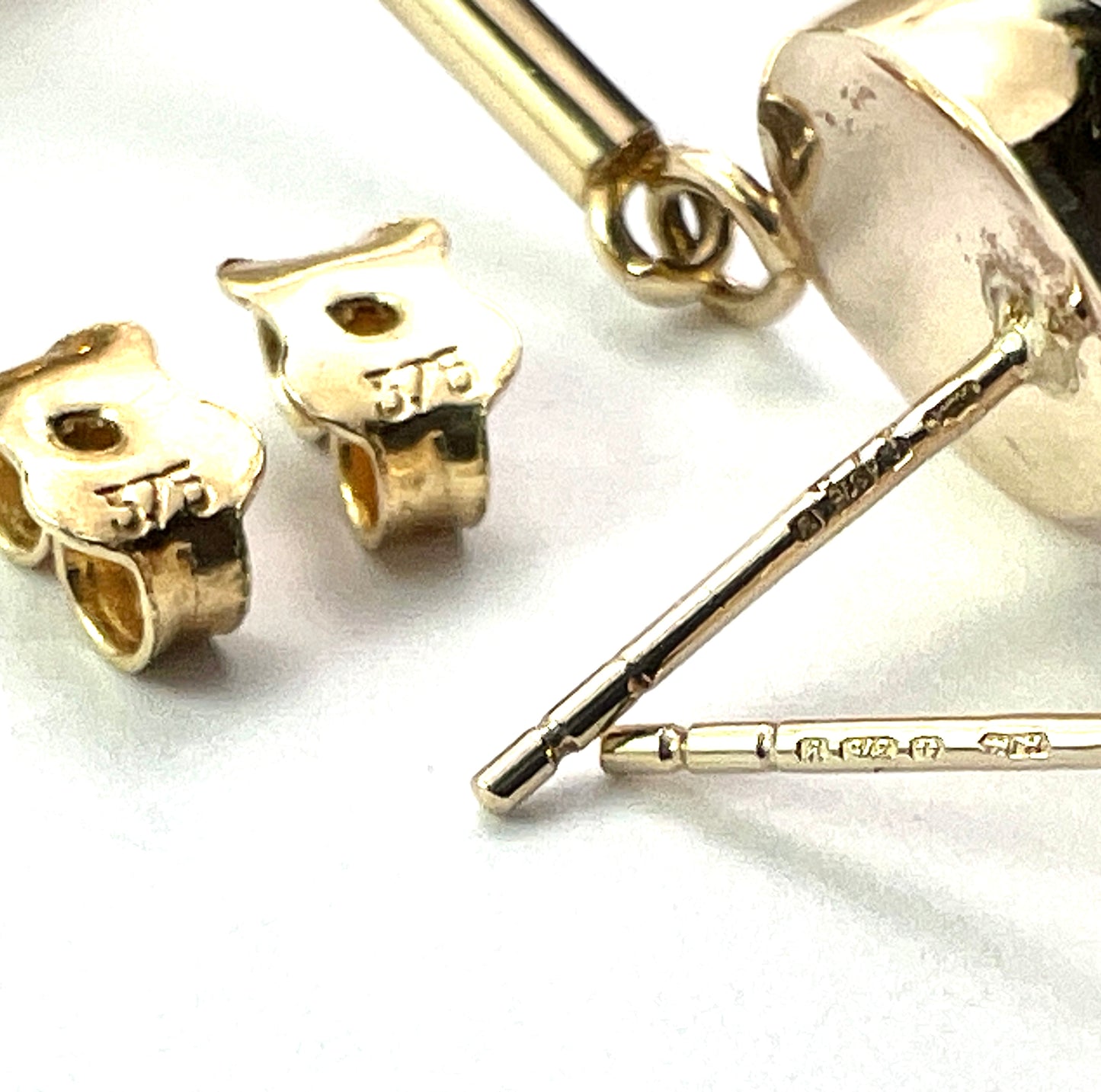 Vintage 9CT Gold Gem Set Drop Earrings