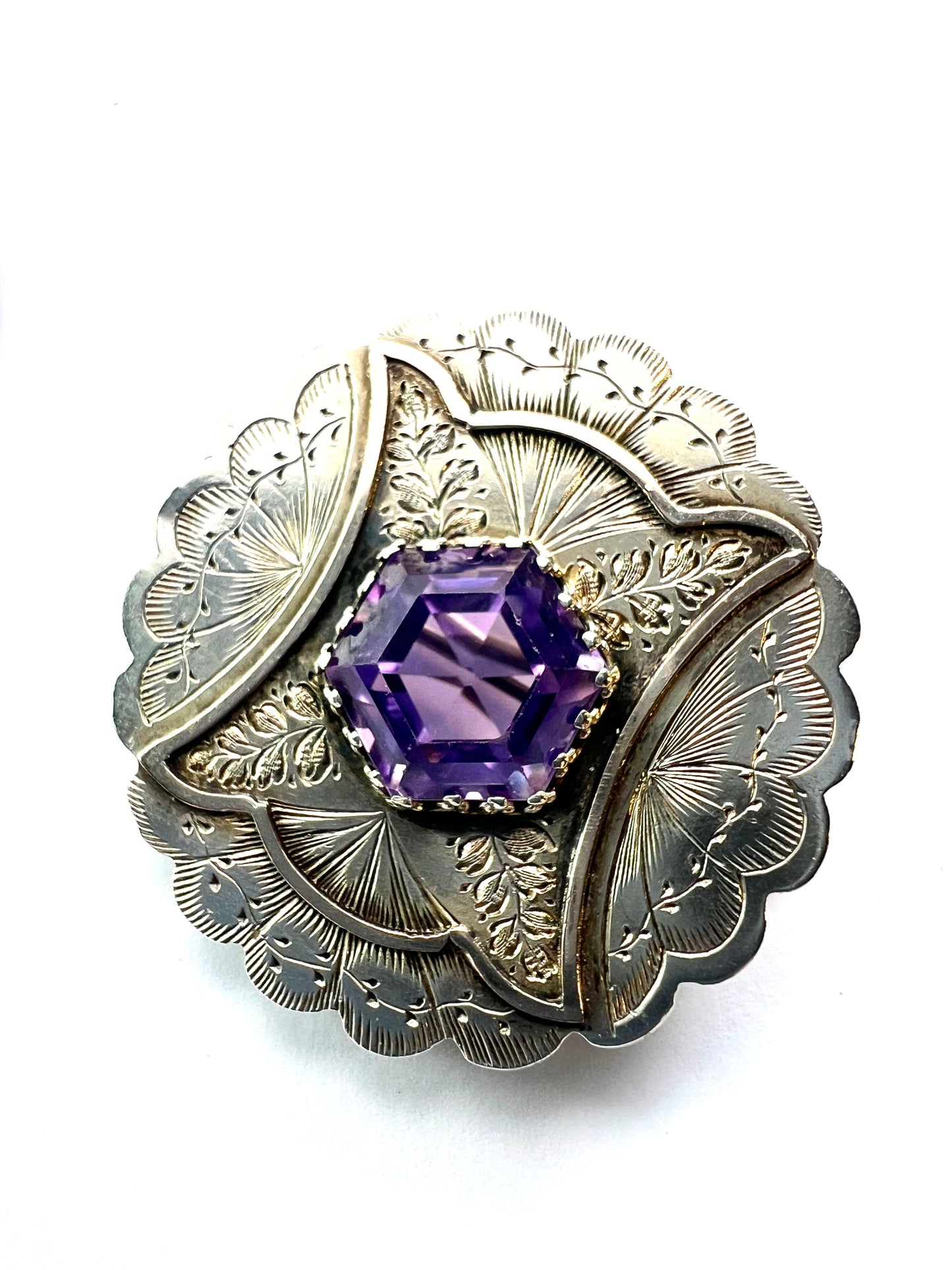 Victorian Amethyst Silver Earrings and Brooch