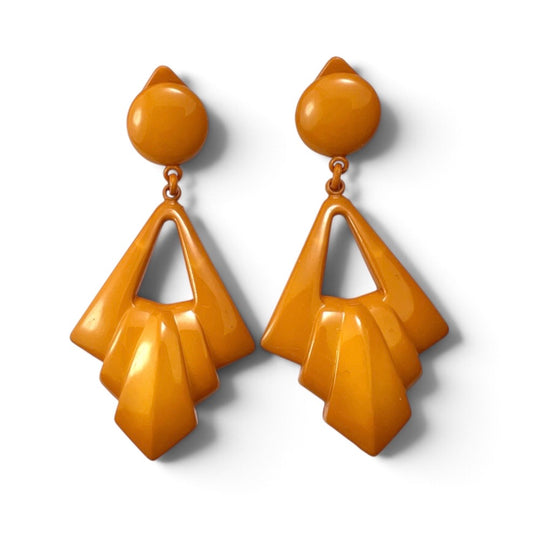 Large Art Deco Style Plastic Ear Clips