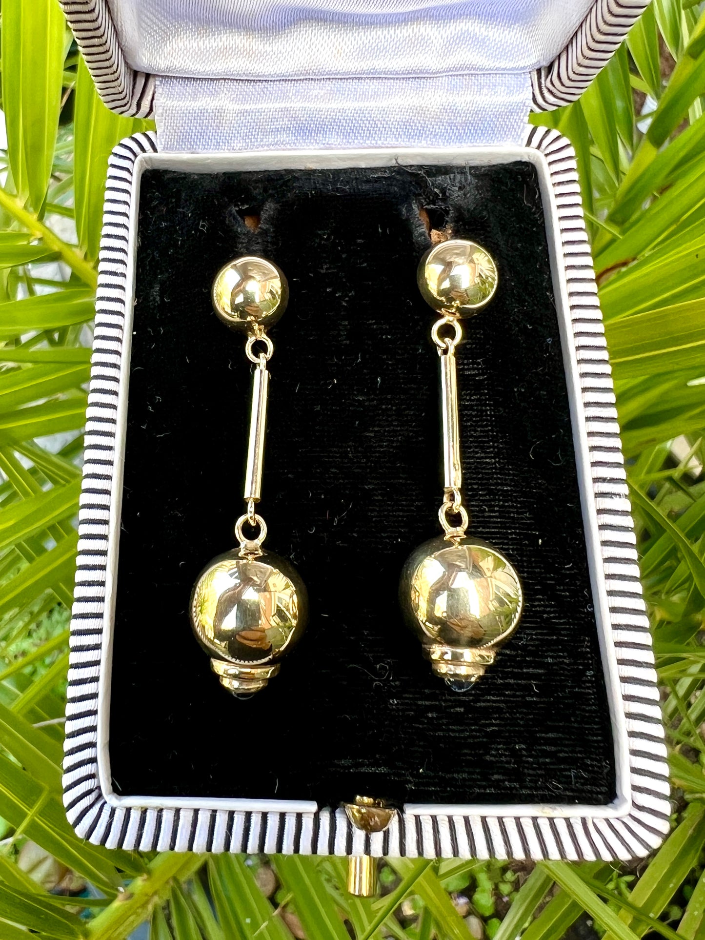 Vintage 9CT Gold Gem Set Drop Earrings