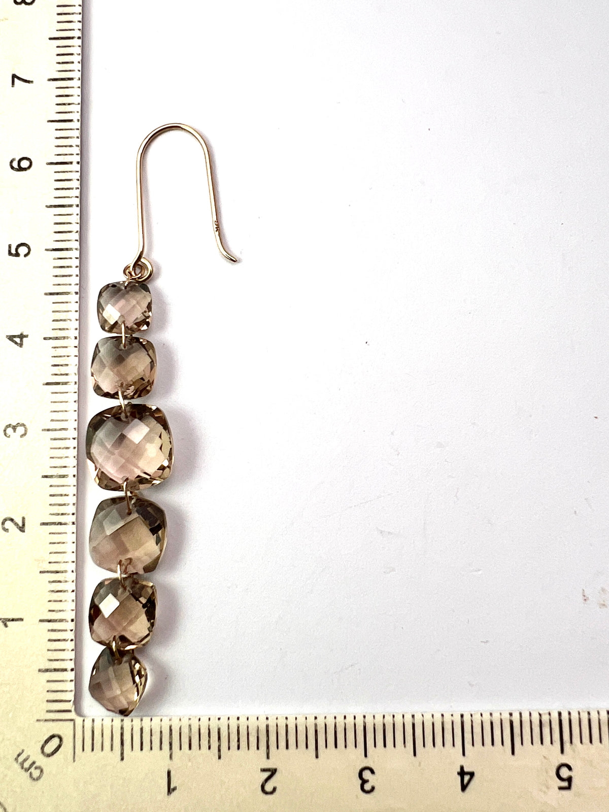 Vintage 9CT Gold Smoky Quartz Drop Earrings