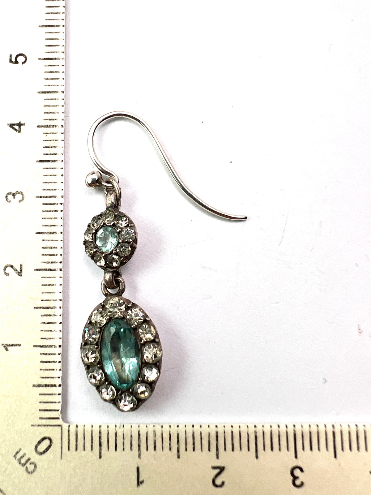Georgian/Early Victorian Silver Paste Aquamarine Halo Earrings