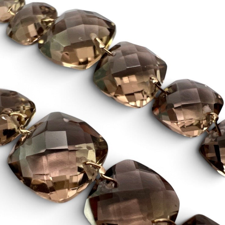 Vintage 9CT Gold Smoky Quartz Drop Earrings