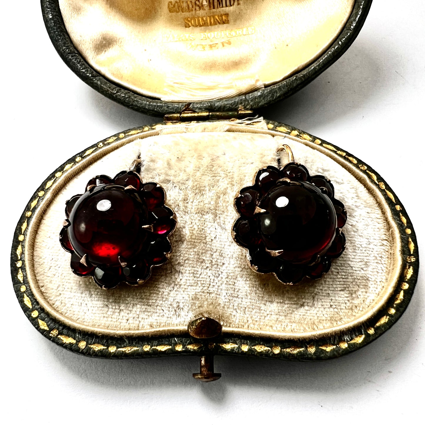Victorian Gold Bohemian Garnet Halo Earrings