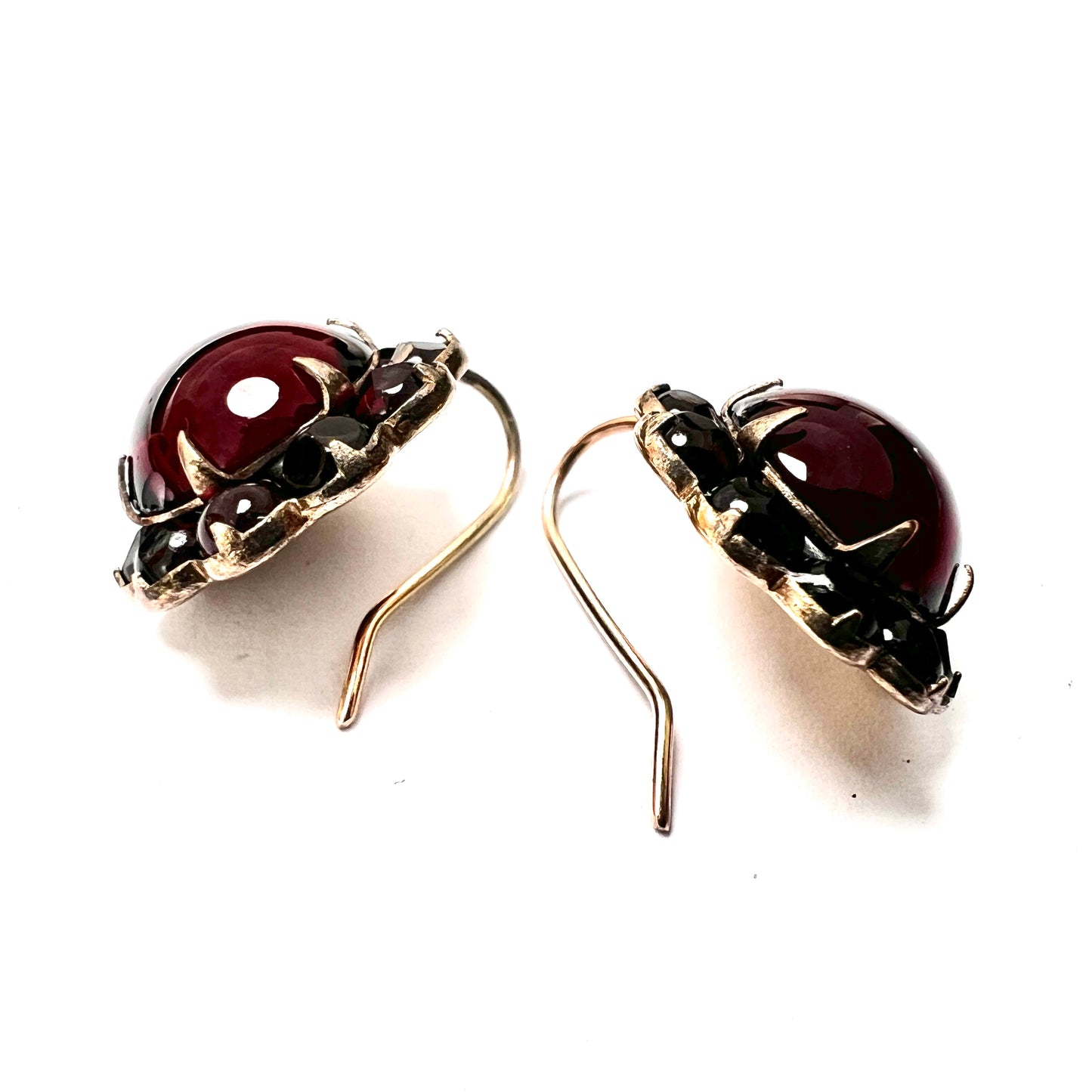 Victorian Gold Bohemian Garnet Halo Earrings
