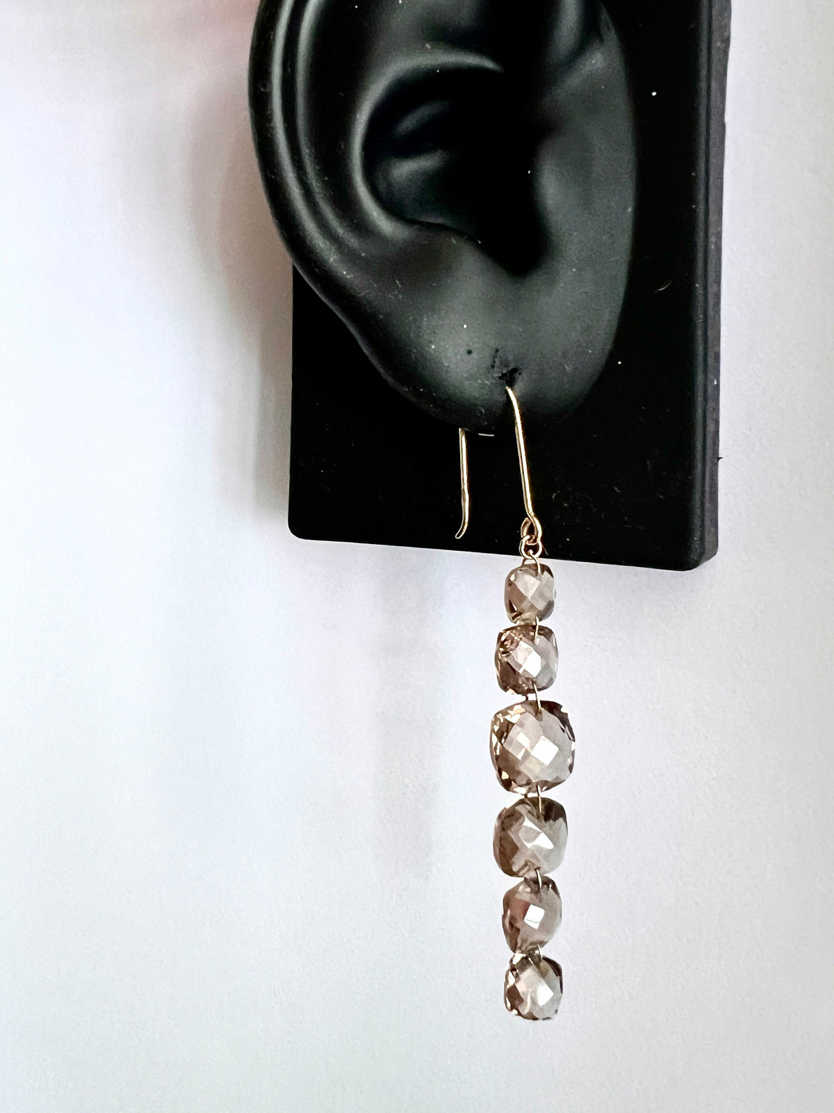 Vintage 9CT Gold Smoky Quartz Drop Earrings