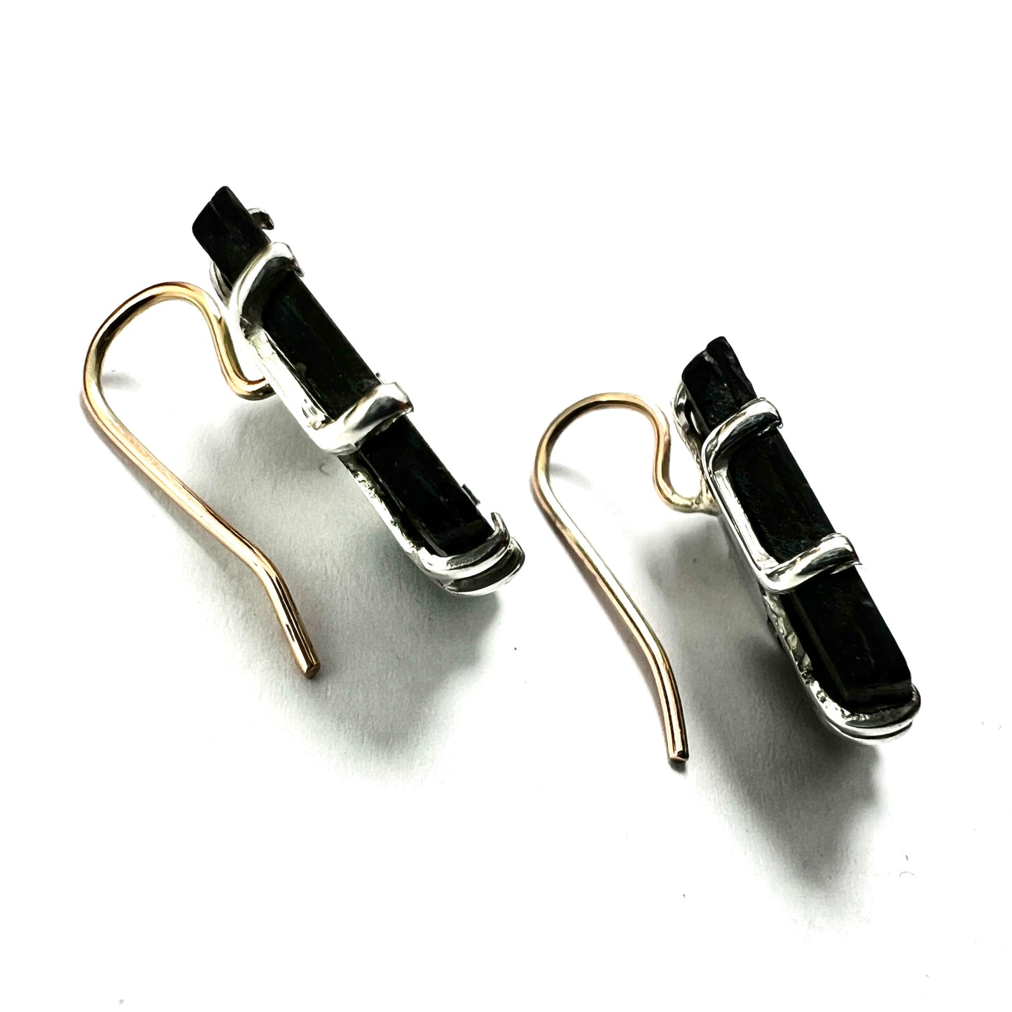 Vintage Pietra Dura Silver and Gold Earrings