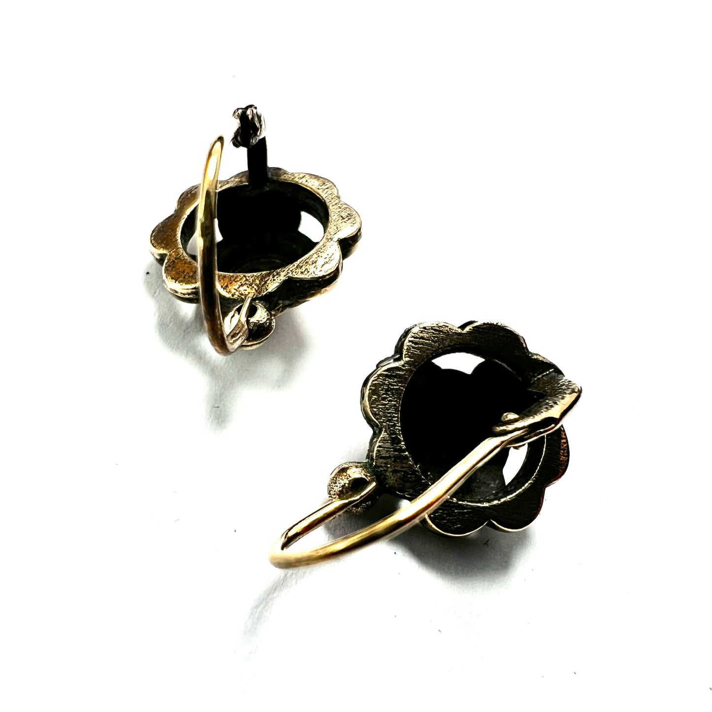 Victorian Rolled Gold Floral Dormeuse Earrings