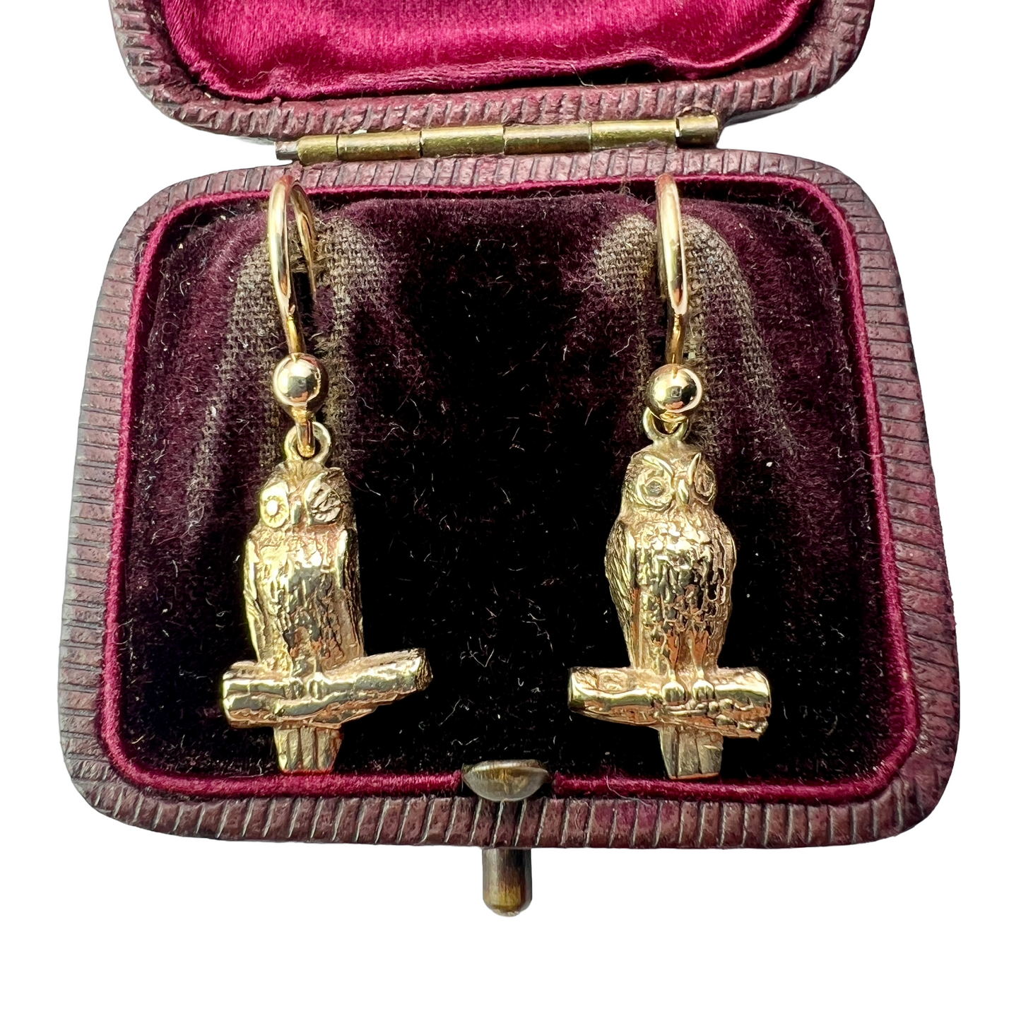 Vintage 9CT Gold Dangling Owl Earrings